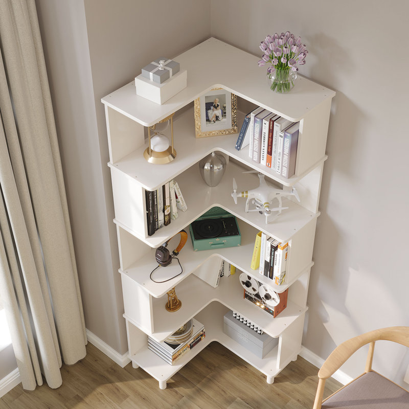 Latitude Run® Corner Bookshelf, Multilayer Display Shelf, Corner Cube